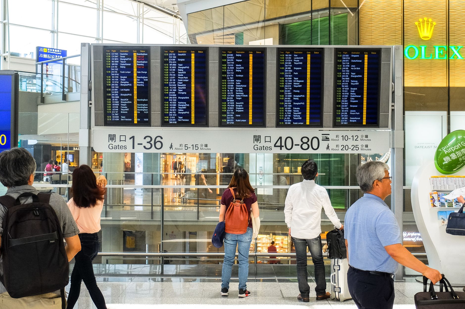 traveller reviewing documents at departure gate, organised and prepared