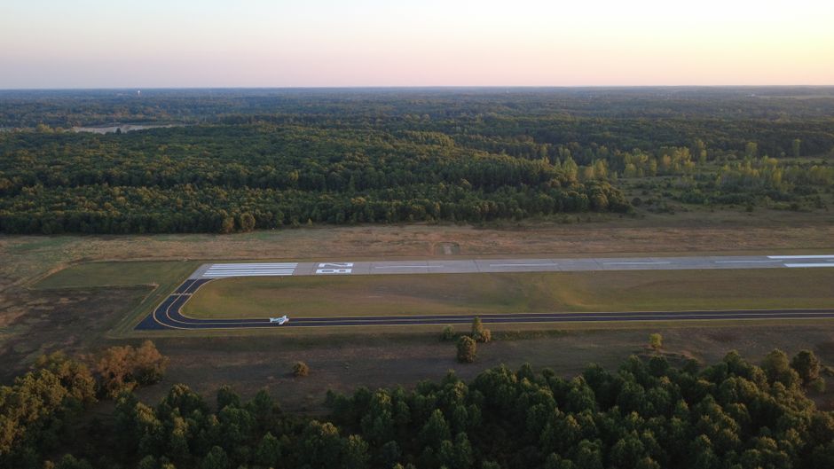 Aerial view of runways at the biggest airport in Europe