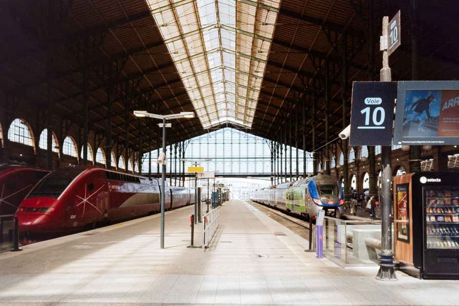 Quiet European train station platform affected by December travel strikes