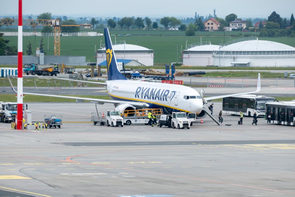 Low-cost airline aircraft on the runway serving budget European routes