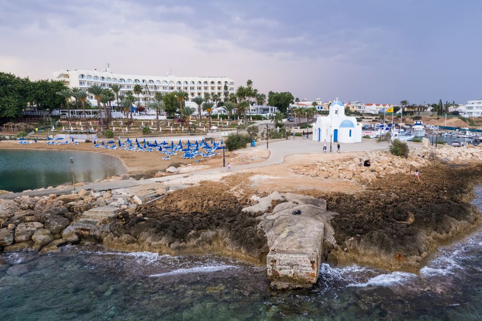 Cyprus coastline showing the EU island that sits outside the Schengen area