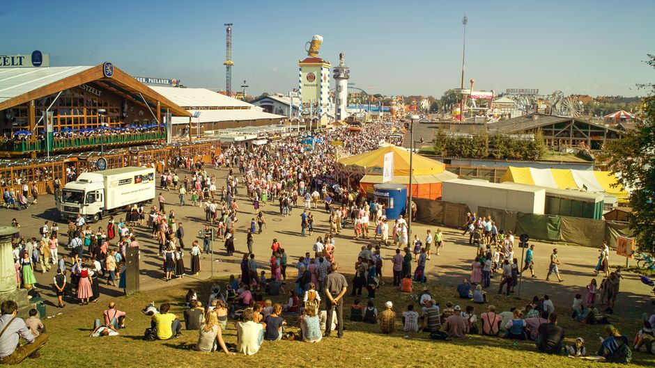Munich Oktoberfest tents in Germany during early October