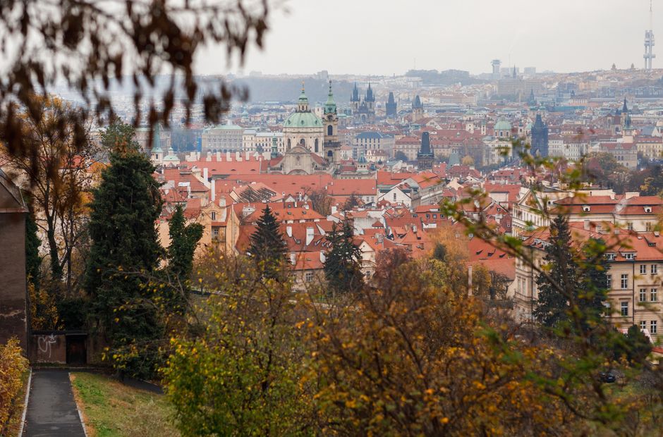 Prague old town under autumn colours in October